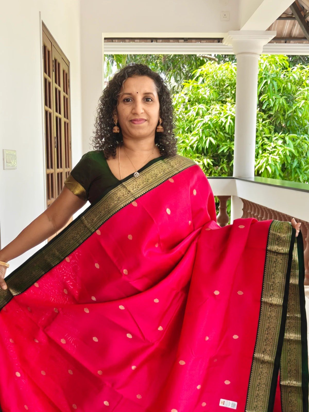 Red And Green Pure Kanchipuram Silk Saree Pks046 1